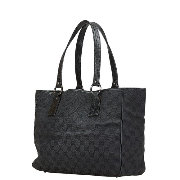 Gucci Leather Black Tote GG Canvas Bag - Picture 1 of 8